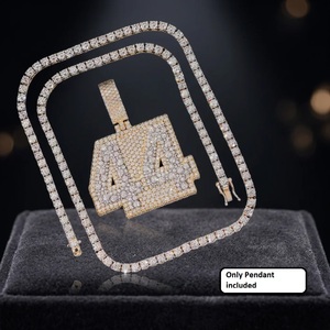 Colgante de Moissanita Número 44 Chapado en Plata 925, Estilo Hiphop, Joyería Unisex para Uso Diario, Engaste de Garra Chapado en Oro, AARVA JEWELS - Product Image 2