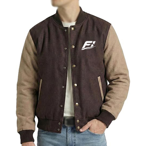 Custom Jackets Wholesale Men's varsity jacket Letterman Style <b>Streetwear</b> <b>Y2K</b> Snap Button Rib Knit OEM Private Label USA Supplier - Product Image 1