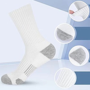 Men's Solid Color Crew Sports <b>Socks</b> Cross-Border Large Size Export Basketball Sweat-Absorbent Cotton Breathable Autumn <b>Black</b> - Product Image 3