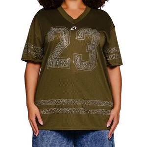 Custom Sparkly Rhinestone Streetwear American Football Jersey Y2K Rhinestones Number Graphic T-shirt Wholesale Rhinestone jersey - Product Image 4