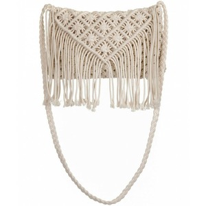 Bolso de Mano Plegable Duradero con Flecos de Macramé Hechos a Mano y Cuentas de Seda, con Cierre Magnético para Mujer - Product Image 1