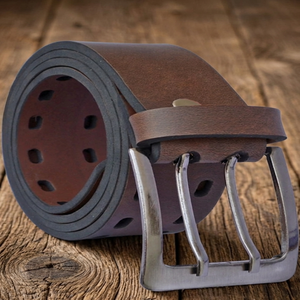 New Pin Buckle Full Grain Leather <b>Belts</b> for Men's Jeans 3.8cm Heavy Duty Double Prong Buckles Leather <b>Work</b> <b>Belt</b> for Men Pants - Product Image 5