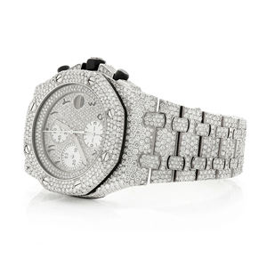 Reloj Iced Out con Moissanita y Diamantes VVS, Estilo Hip Hop de Lujo, Acero Inoxidable, Cuarzo, para Hombre, Correa de 20mm, Esfera de Cristal - Product Image 2