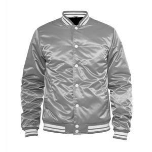Chaqueta satinada universitaria con rayas, personalizable con bordado e impresión, para equipos de béisbol. - Product Image 4