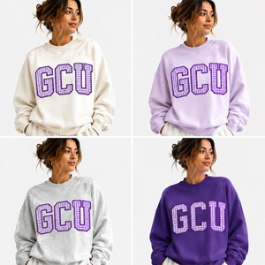 GCU Letter Print Crew Neck Sweatshirt <b>Women</b> Oversized <b>White</b> Cotton Autumn Wear Regular Fit Front Logo Design - Product Image 5