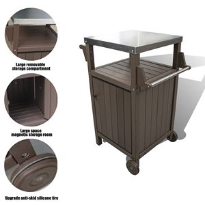 HDPE carrello di stoccaggio cucina esterna 304 in acciaio inox Top Barbecue/Grill tavolino carrello Patio giardino preparazione cucina pranzo - Product Image 6