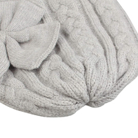 Bonnet en tricot mignon avec nœud pour adultes, unisexe, chaud pour l'hiver, couleur unie, fait main, en coton, 54-56CM, broderie 3D