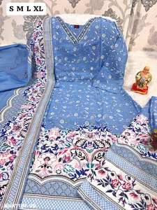 Nueva Variedad de Ropa Informal de Algodón con Estampado y Cuello Redondo con Detalle Hecho a Mano, Kurti-Plazzo y Dupatta, Proveedor de Surat - Product Image 3