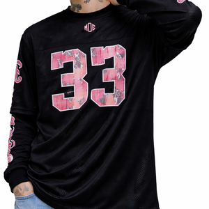 Camiseta Premium para Hombre, Manga Larga, Malla Transpirable, Diseño de Mármol Rosa con Número, Estilo Urbano, Ligera, Fabricante OEM al por Mayor - Product Image 2