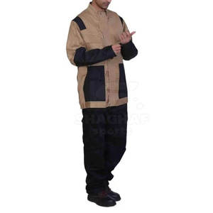 Chaqueta de Trabajo de Alta Visibilidad para Hombre, Antiarrugas, Color Bronceado y Negro, Manga Larga con Bolsillos, Color Personalizado, Uniforme Industrial - Product Image 4