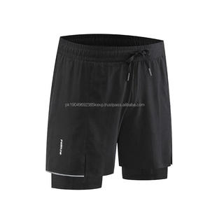 กางเกงออกกำลังกายขาสั้นแบบ2 in 1สายรัดเอวผ้าโพลีเอสเตอร์แห้งเร็วชุดออกกำลังกายกางเกงตาข่ายสำหรับออกกำลังกายจัดส่ง - Product Image 5