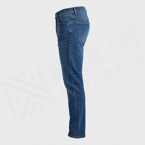 Jean en denim délavé coupe droite slim pour homme, taille mi-haute, en coton, style décontracté automne - Product Image 4