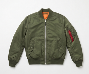 <b>Men's</b> Olive Green <b>Bomber</b> <b>Jacket</b> Windproof Zip Closure Casual Turn-down Collar Regular Fit Solid Color Polyester Material - Product Image 1