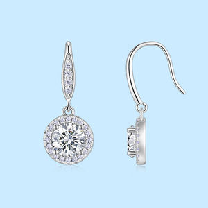 Elegant 925 Sterling <b>Silver</b> Moissanite Diamond <b>Earrings</b> with D Color VVS1 Stones for Daily Wear Wedding and Fashion Jewelry Use - Product Image 4