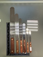 Couteau à mastic industriel DIY de qualité supérieure, lame en acier inoxydable poli miroir de 0,8 mm d'épaisseur, manche en bois foncé brun traité thermiquement