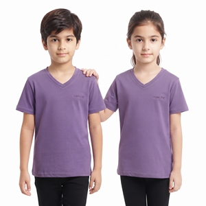Camiseta Unisex para Niños, Cuello en V, Lisa, Informal, Manga Corta, Ropa Básica Informal para Niños, Proveedor de Ropa al por Mayor - Product Image 3