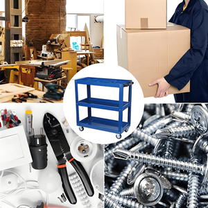 Carrello Portautensili a 3 Ripiani in Acciaio Resistente con Ruote e Chiusura di Sicurezza per Organizzazione in Cucina e Officina - Product Image 5