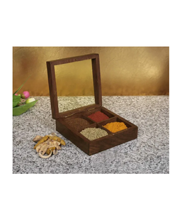 <b>Wood</b> Spice <b>Box</b> Kitchen <b>Tools</b> & Gadgets 4 Compartment Square New Crafts <b>Wood</b> Spice <b>Box</b> Most Selling Sale - Product Image 4