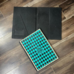 Carpeta de documentos A4, carpeta de cuero tallado a mano, carpeta de Padfolio de diseño a cuadros de lujo, carpeta de reunión de oficina de cuero genuino - Product Image 6