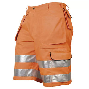 Reflective Tape Workwear Safety Shorts High Visibility Cargo Multi-Pockets 100% Cotton Embroidered Construction <b>Working</b> Shorts - Product Image 2