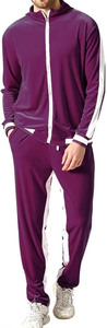 Survêtement en velours violet majestueux pour homme : Ensemble de luxe deux pièces, sport-luxe et streetwear urbain - Product Image 3