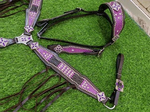 2026 Conjunto de Silla de Montar Western de Cuero Vacuno 100% Hecho a Mano de Alta Calidad, Pintado a Mano, con Cabezada de Una Oreja y Pechopetral con Cuentas A.T - Product Image 5