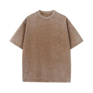 เสื้อยืดคอตตอนถักทรงโอเวอร์ไซส์สไตล์วินเทจสำหรับผู้ชาย ล้างสีแบบแอซิด น้ำหนักมาก สั่งทำได้ในปริมาณน้อย - Product Image 5