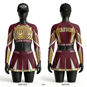 Uniforme de cheerleading pour femmes en polyester premium 180 GSM, design à panneaux violet et turquoise, respirant, logo personnalisé par sublimation - Product Image 2