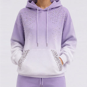 Prix raisonnable, service OEM, sweats à capuche en strass pour femmes, style unique, respirants, sweats à capuche en strass pour femmes - Product Image 1