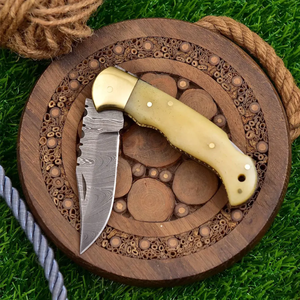 Damascus Steel Industrial Grade <b>Drop</b> Point Folding Knife Wood Handle <b>Back</b> Lock Opening Survival Knife OEM ODM 3-Year Warranty - Product Image 6