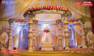 Mandap de Fibra Redondo para Bodas Maharani, Mandap de Fibra con Temática de Boda Tamil, Mandap Tradicional de Madera Tallada a Mano, Bélgica - Product Image 4