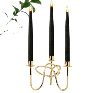 Candélabre en métal doré ondulé bougeoir conique bougeoir Table pièce maîtresse décor mariage réception bougie lumière - Product Image 1