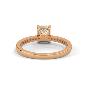 <b>Emerald</b> Cut Diamond Engagement <b>Ring</b> Rose Gold Band With Side Diamonds Classic Women's Jewelry - Product Image 4