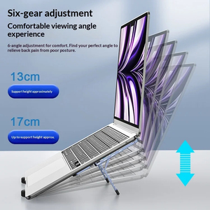 Support pliable réglable pour tablette PC, support métallique pour ordinateur portable, support de visualisation antidérapant pour bureau et voyage avec hub USB de charge - Product Image 1