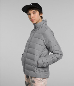 Veste matelassée en polaire grise pour femme, col montant, fermeture éclair, manches longues, couleur unie, coupe-vent, vêtement d'extérieur d'hiver, coupe classique - Product Image 3