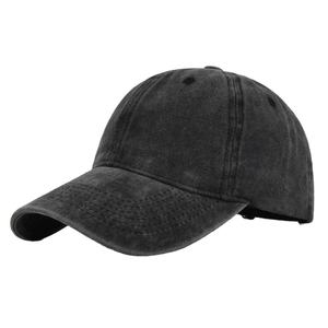 Custom High Quality Waterproof Animal Solid Color Blank Washed Cotton <b>Black</b> 6-Panel Baseball Caps Adjustable Unisex Casual - Product Image 1