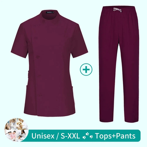 Women's Teal <b>Scrub</b> <b>Top</b> With Front Buttons And Pockets Hospital Uniform Woven Cotton Polyester Material - Product Image 3