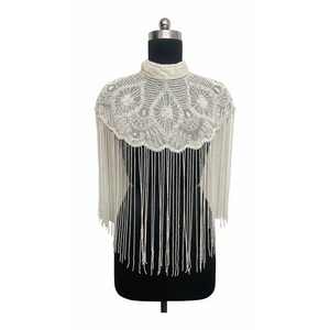 Chal de Lujo con Cuentas de Perlas y Flecos Largos para Novias, Vestidos de Noche, Accesorios para Fiestas Formales, Suministro al por Mayor, Capa Ellora - Product Image 1