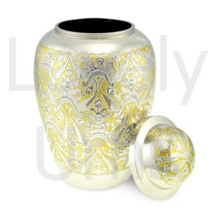 Urna Funeraria de Latón Clovelly para Adultos, Urna Conmemorativa de Metal Dorado y Plateado para Cenizas Humanas, Hecha a Mano, Fabricante OEM ODM - Product Image 4