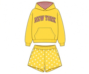 Ensemble décontracté tricoté sur mesure pour femme, 2 pièces (hoodie et short), 100 % coton, coupe ample, toutes saisons, collection Hiver 2026 - Product Image 4