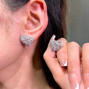 Boucles d'oreilles en diamant rose certifié en forme de cœur, or 10k 14k 18k, bijoux en diamant créé en laboratoire, qualité export, bijoux fins durables - Product Image 5