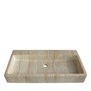 Évier rectangulaire en GFRC à poser sur le comptoir, poli, design moderne, résistant à l'eau et écologique pour salle de bain - Product Image 1