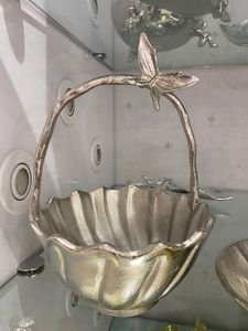 Cuenco de servir vintage plateado con asa, hecho a mano, decorativo, para regalo, para frutas, aperitivos, centro de mesa - Product Image 3