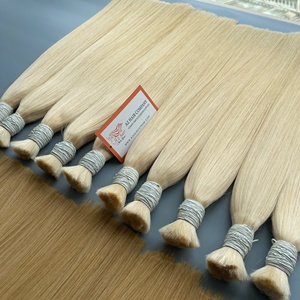 High Quality Vietnamese Blonde Remy Straight Bulk Hair Extensions Soft Raw Material <b>Bleaching</b> Dyed Wholesale Price - Product Image 3