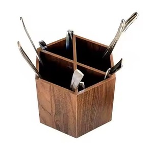 <b>caddy</b> Double Tier Wood Cutlery Holder with Black Handle Eco-Friendly Multifunction Storage for Home & Hotel Tableware - Product Image 6