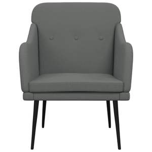 Fauteuil moyen en tissu gris foncé 100% polyester, chaise de salon avec structure en métal et contreplaqué - Product Image 3