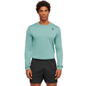 T-shirt à manches longues pour homme, coupe ajustée, couleur turquoise, extensible, pour la gym, l'entraînement, le sport, vêtements de sport décontractés - Product Image 1