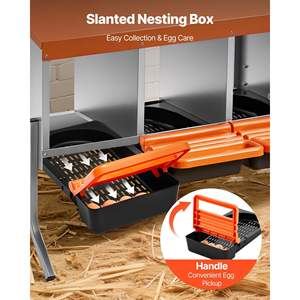 Cajas de Anidación para Gallinas Naranja, 4 Compartimentos, Acero Galvanizado, Plástico de Alta Resistencia, Fácil Recolección de Huevos, Jaulas para Animales con Sistema de Desplazamiento - Product Image 4