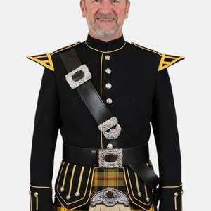 Veste doublette écossaise noire pour homme, uniforme de tambour-major de fanfare - Product Image 1