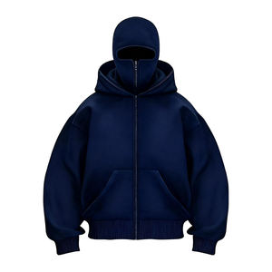 Sudadera con Capucha Balaclava de Invierno Personalizada de Alta Calidad para Hombre, con Diseño de Parches de Algodón Pesado con Lavado Ácido y Bordado de Máscara Ninja - Product Image 4